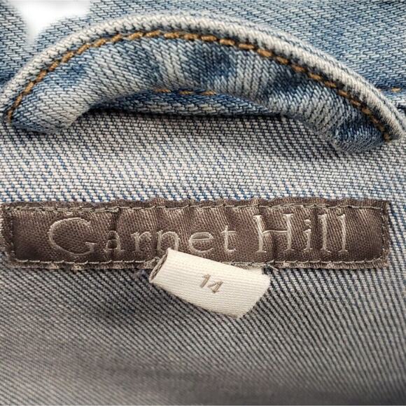 Garnet Hill Denim Jean Jacket XL 14 Organic Classic Preppy Americana Cowgirl - Picture 3 of 8